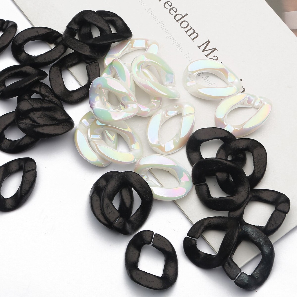 10PC Hitam Putih Akrilik Rantai Manik-manik Konektor Link Rantai untuk Membuat Perhiasan Komponen Tali DIY Gelang Anting-Anting Rantai