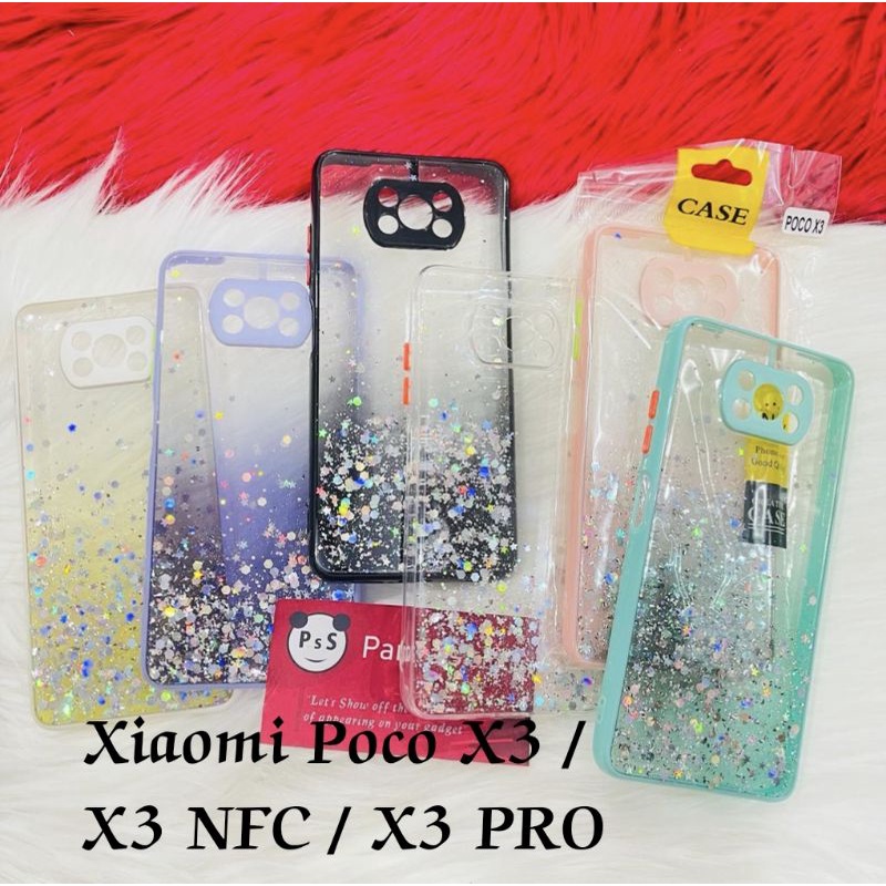 Glitter Case Xiaomi Poco X3 / Poco X3 NFC / Poco X3 Pro Funny Color Dengan Pelindung Kamera (PsS)