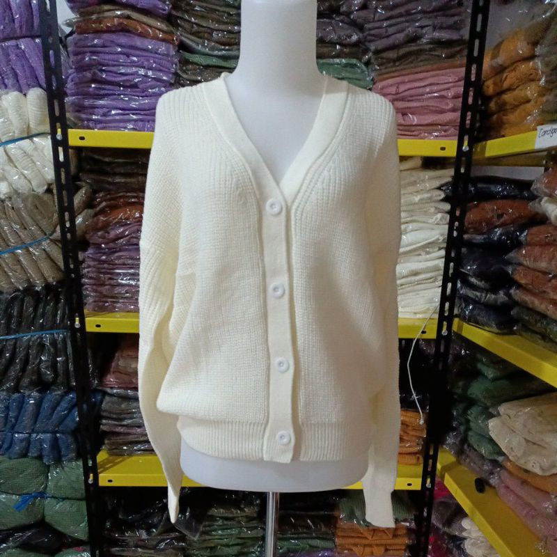 KARDIGAN RAJUT RARA 7 GATE  TEBAL RICHI STORE-Broken white