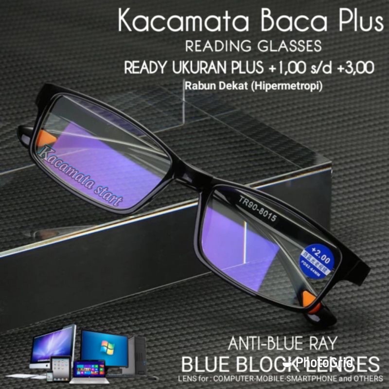 Kacamata Baca Plus Wanita/Pria | Kacamata Baca Rabun Dekat | Frame Kacamata Sporty Baca Auto Focus