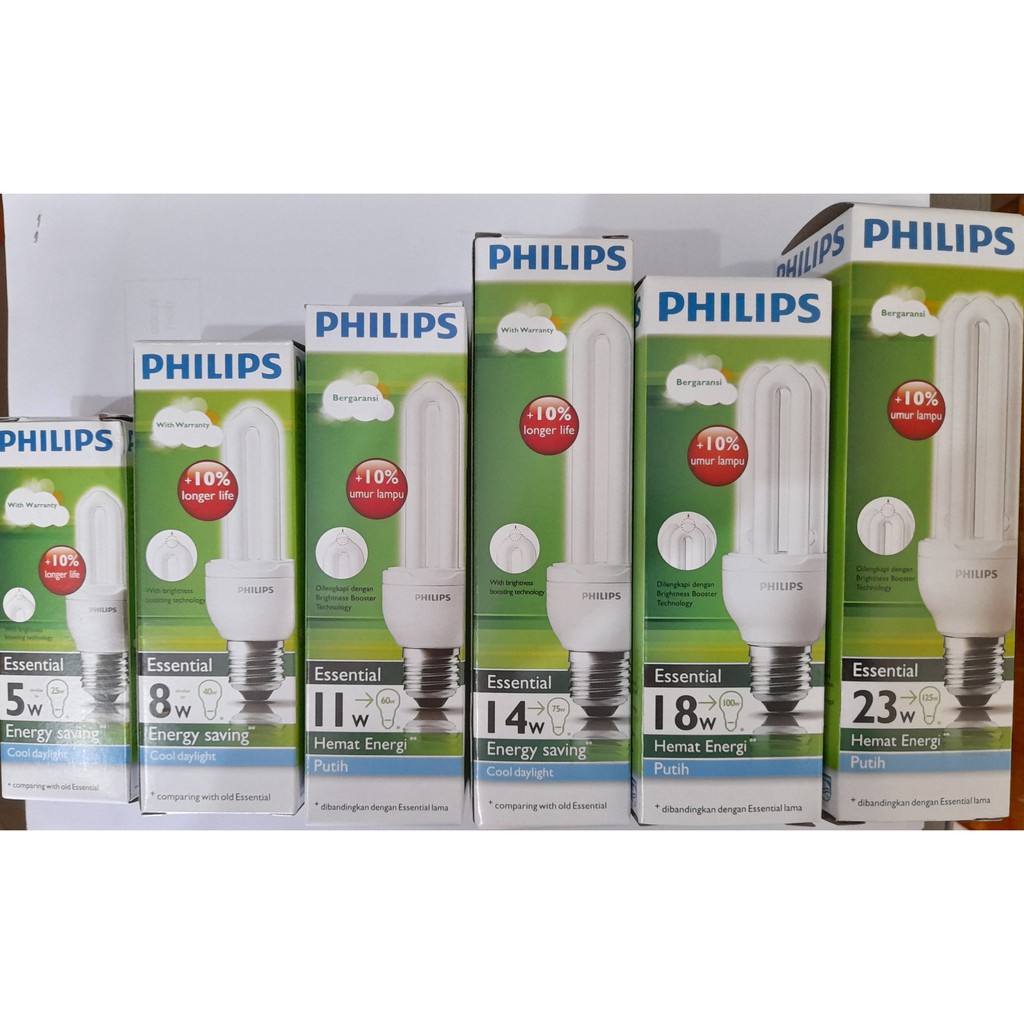Lampu philip esensial 5 watt,8 Watt, 11 watt, 14 watt, 18watt ,23watt