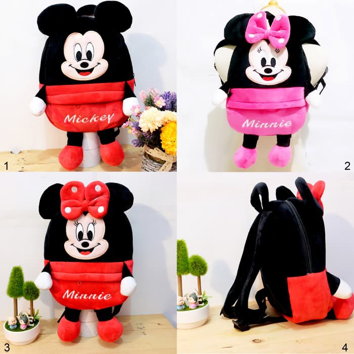 tas ransel boneka paud mickey mouse kaki tangan anak sekolah paud sovenir minnie mouse