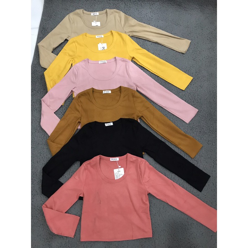 croptop kaos polos lengan panjang bkk murah.atasan croptop polos lengan panjang import bangkok