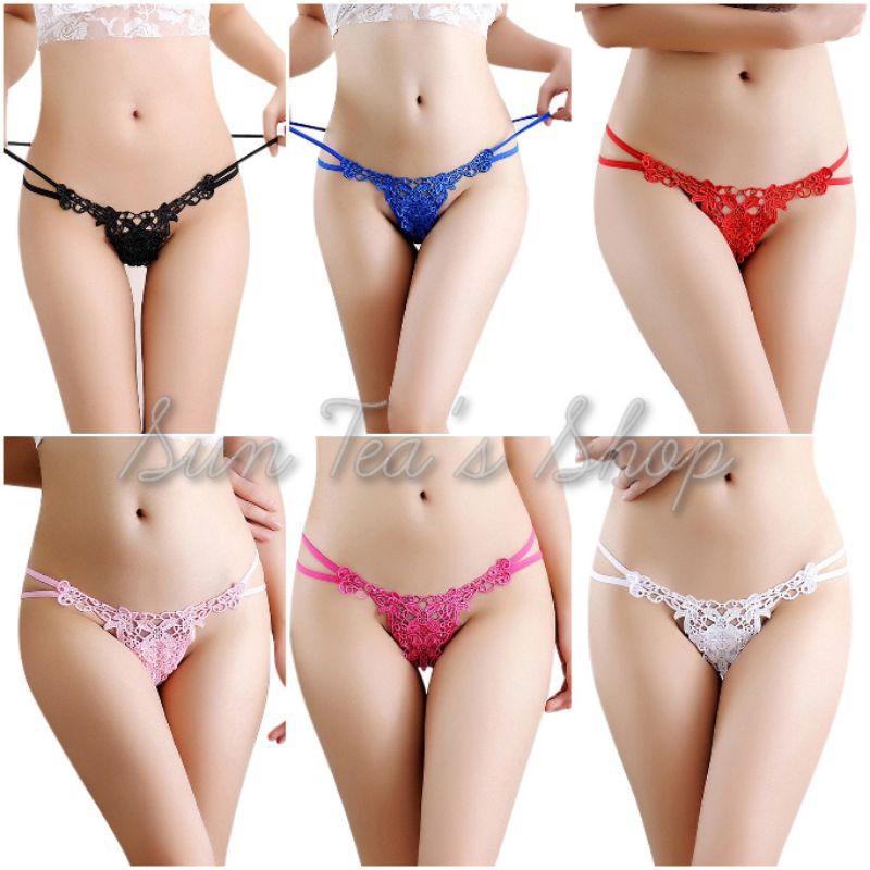 GS242 Sexy embroidery g string hollows thongs