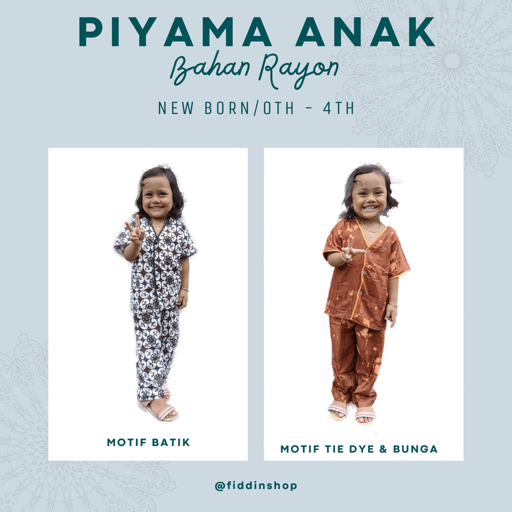 Piyama Anak Rayon Perempuan Laki Baju Tidur Setelan Anak New Born 1 2 3 4 Tahun