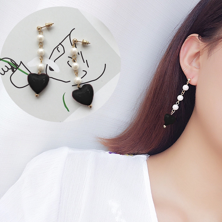 Anting stud fashion wanita style korea model mutiara mix love murah berkualitas  390