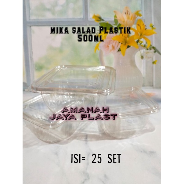 TERSEDIA HARGA GROSIR (25set) Mika Salad 500ml / Tray Salad 500ml / Mika Plastik 500ml