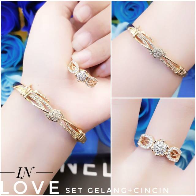 Xuping gelang dan cincin lapis emas 24k 1303j