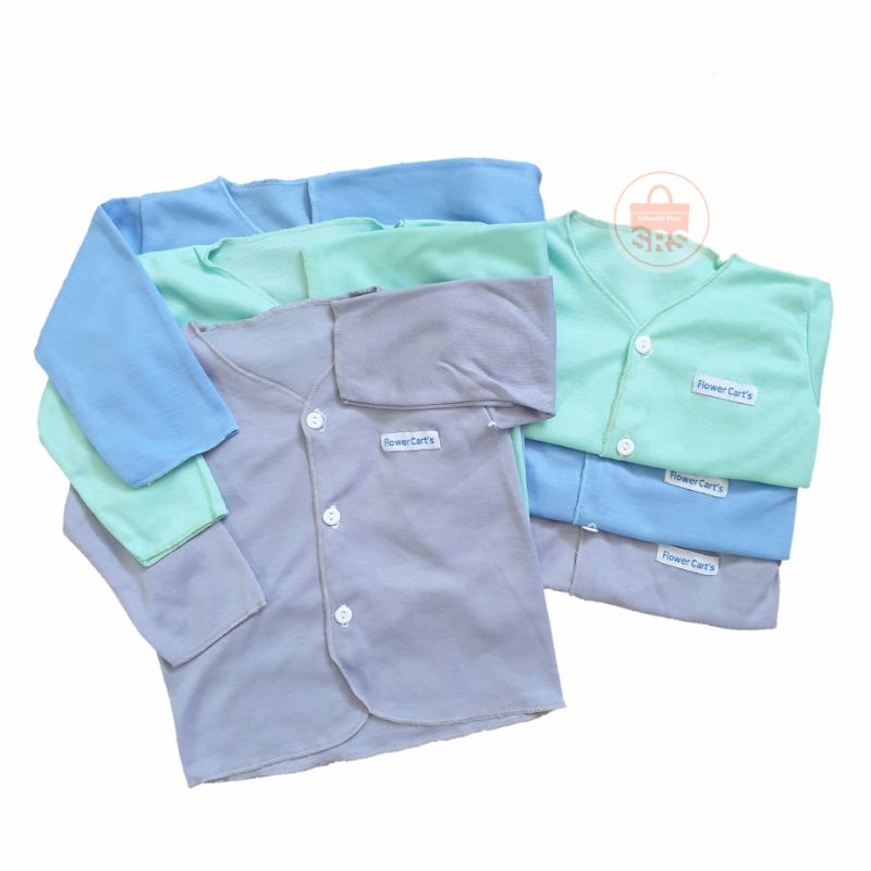 (6 Pcs) Baju Bayi SNI Kemeja Panjang Polos Newborn SNI 0-6 Bulan BAJU TANGAN PANJANG FLOWER CART'S