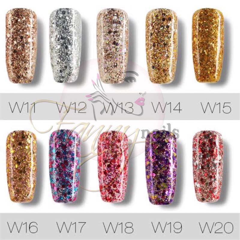 (01 - 20) ROSALIND glitter W series 7ml kutek botol glitter rosalind kutek gel soak off uv gel