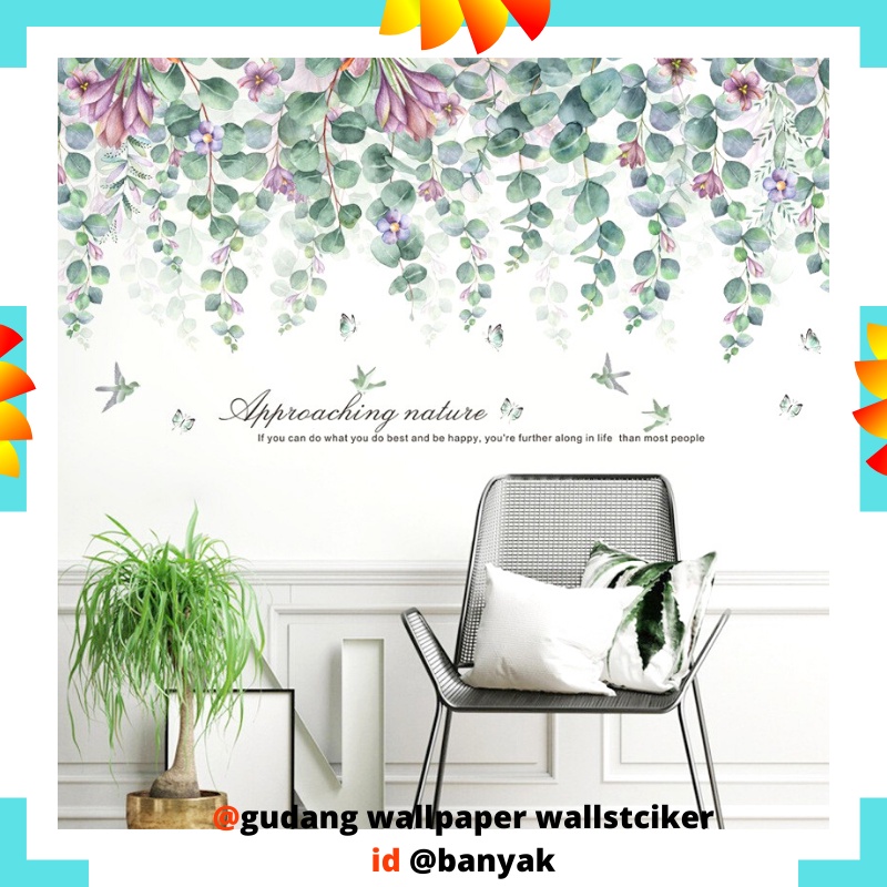 WALLSTIKER WALLSTICKER Q 51 WALLPAPER WALL STICKER STIKER DINDING PLAFON WALLPEPER WALSTIKER WALSTICKER DAUN RUMPUT RAMBAT JUNTAI HIJAU PALEM BUNGA CAFE DEKORASI RUMAH RUANG TAMU JENDELA PINTU KACA KAMAR MANDI DEKORASI RUMAH KERAMIK KRAMIK DAPUR BANYAK 3D