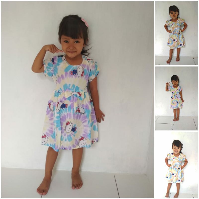 (COD)DRES TIE DYE HELLOKITY||DRES HELLOKITY ANAK 2-6 tahun