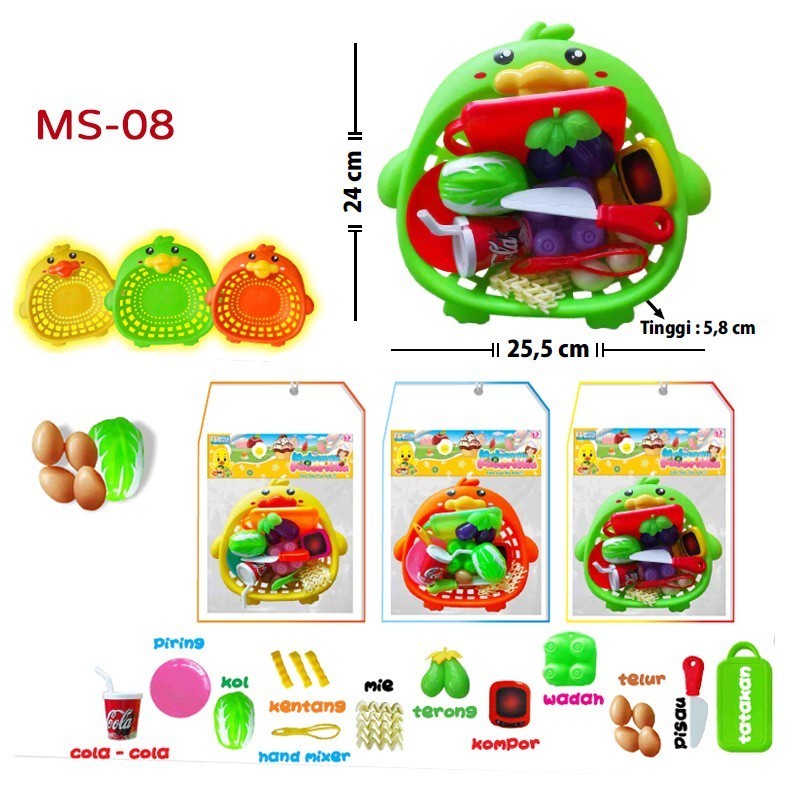 Mainan Keranjang Bebek Sayur Potong Masak Masakan MS08-Mainan anak cewek ST