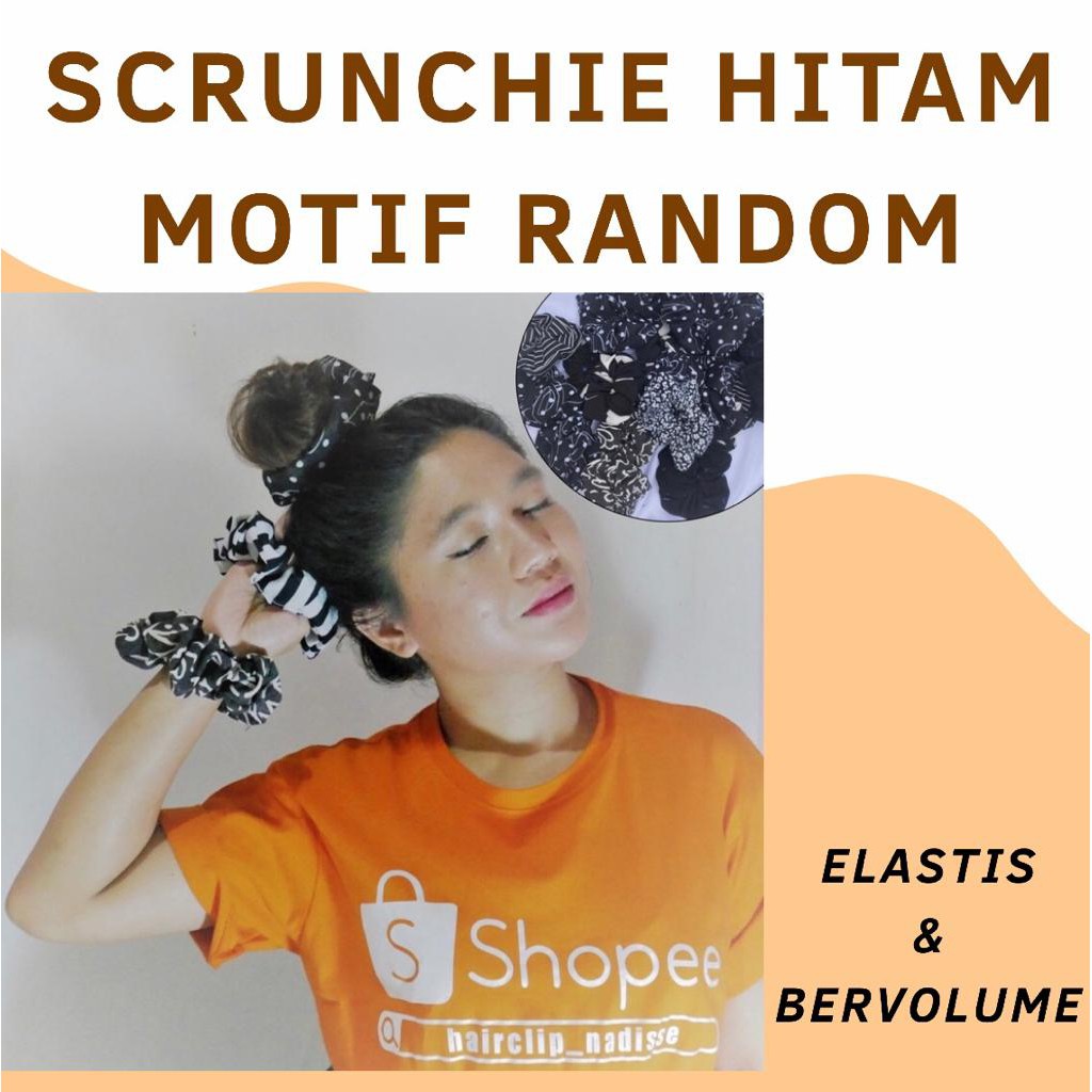 nadiSSE SCRUNCHIE KOREA/IKAT RAMBUT JUMBO/ SCRUNCHIE HITAM/ KUNCIRAN RAMBUT HIJAB/ IKAT RAMBUT CEPOL