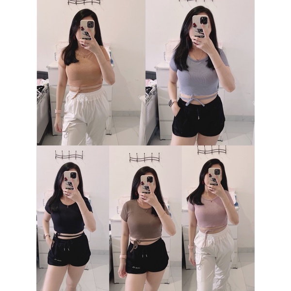 croptop knit silang depan,atasan croptop elise knit,atasan wanita croptop polos elise rajut wanita