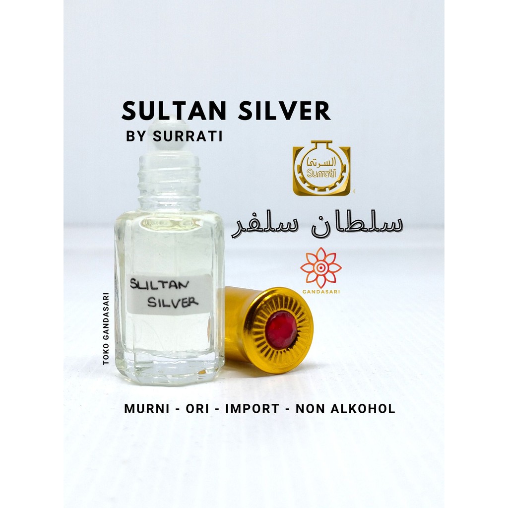 Bibit Parfum SURRATI SULTAN SILVER Murni Ori IMPORT Arab Saudi Non Alkohol Biang Minyak Wangi Sholat