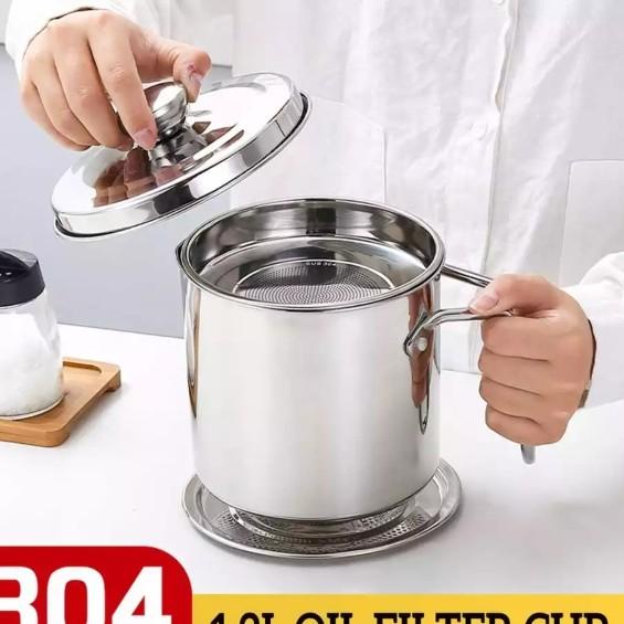 oil pot saringan minyak + tatakan Home Pro 12cm