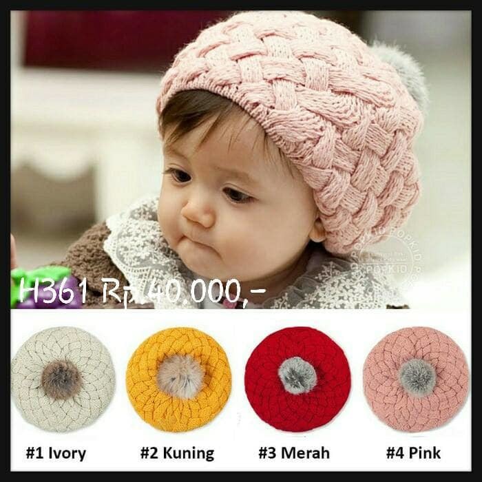 H361 Topi kupluk anak bayi perempuan rajut bagus lembut pineapple hat