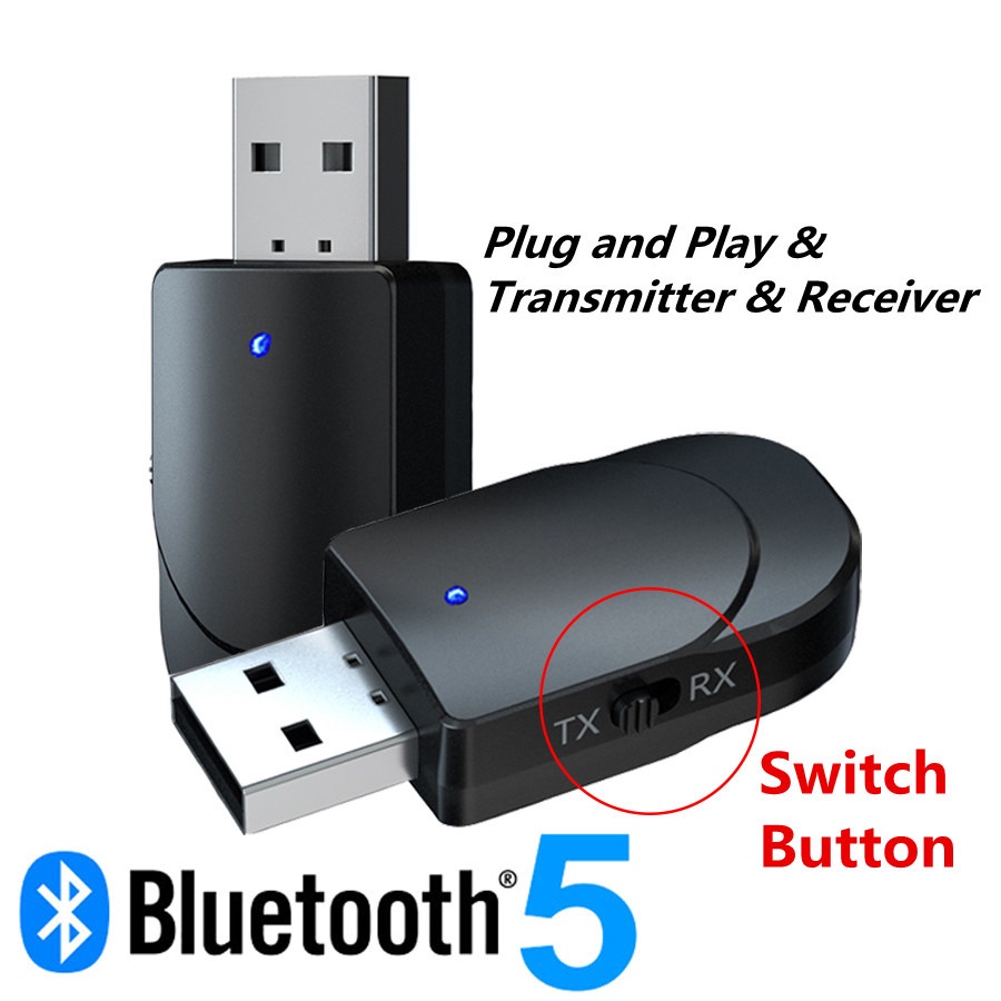 2 in 1 USB Audio Bluetooth 5.0 Transmitter &amp; Receiver - KN330 - Black 7RSK4YBK