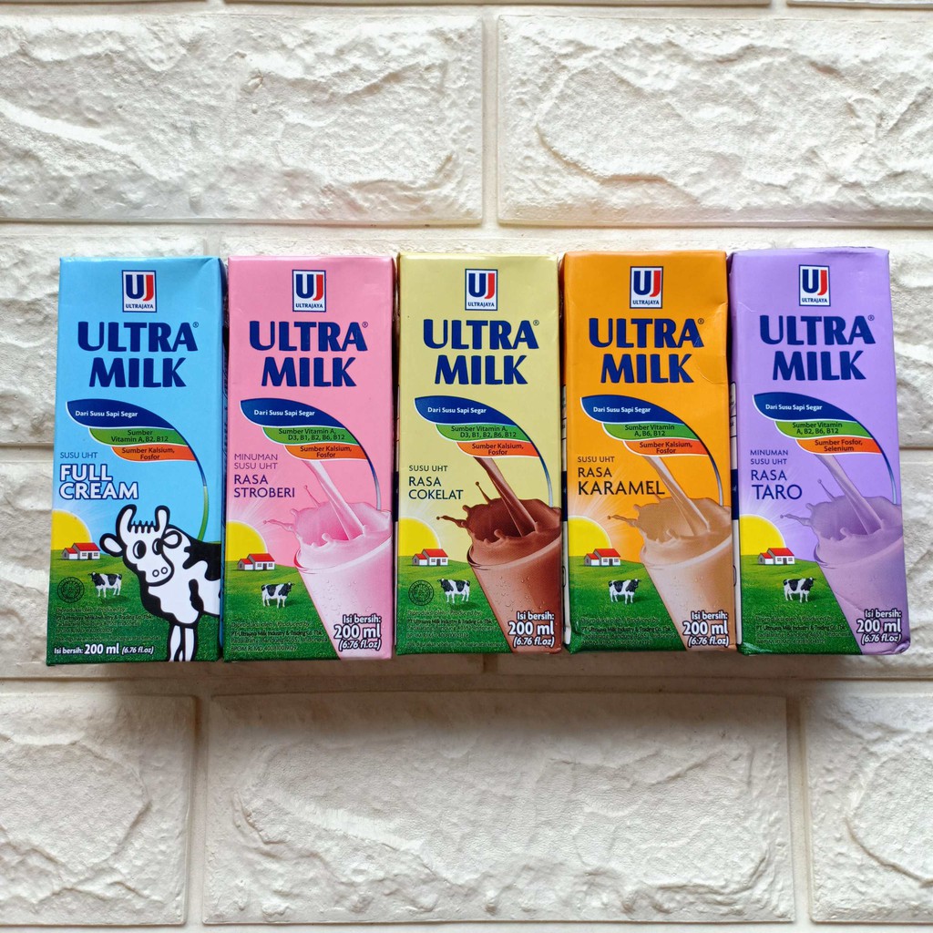 

Susu Ultra Milk 200ml UHT Sapi Full Cream Coklat Cokelat Stroberi Strawberry Karamel Taro 200 ml