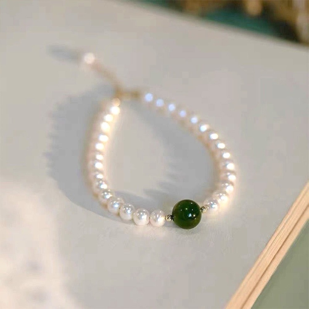 Gelang Mutiara Bahan 925 Sterling Silver Gaya Retro Untuk Wanita