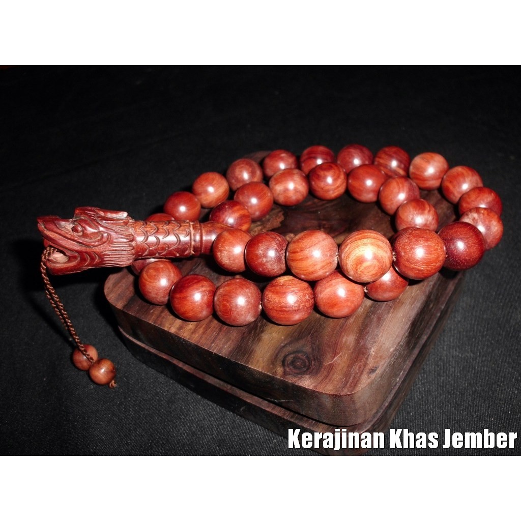 Tasbih Kayu Galih Akar Nagasari Kepala Naga 33 & 15 mm