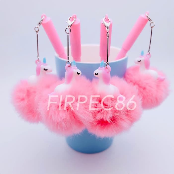 

READY PULPEN GANTUNGAN UNICORN POM-POM LUCU / FANCY PEN GEL