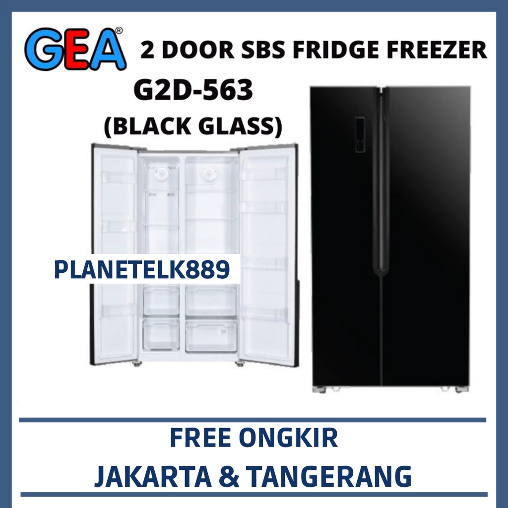 GEA G2D-563(BLACK GLASS) KULKAS SBS INVERTER 563 LITER