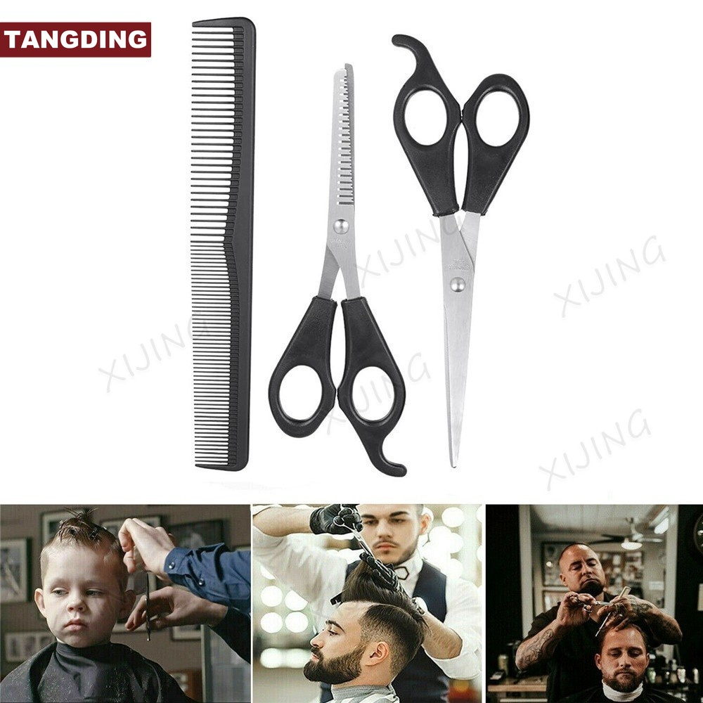 【COD Tangding】3pcs/set Haircut Baby Children Barber Scissors Set Thinning Flat Shear Adult Beauty Tools