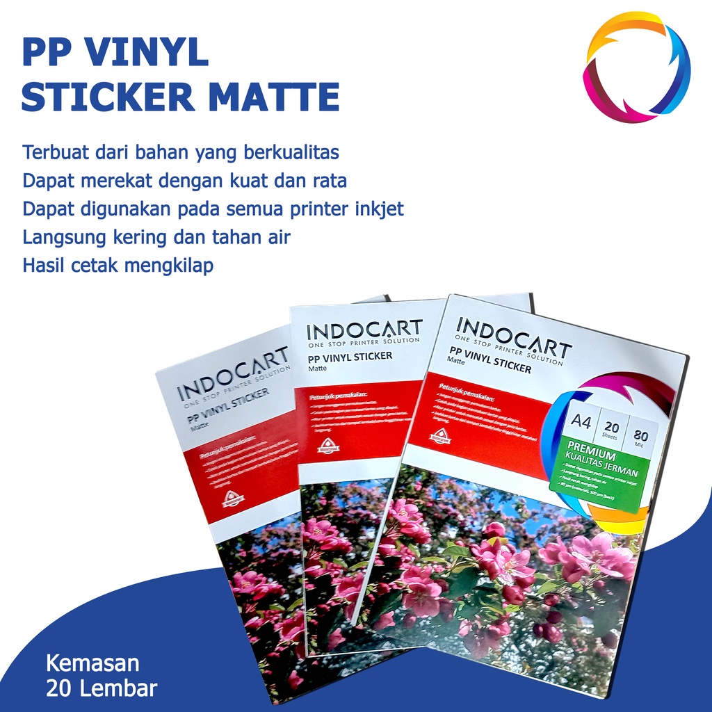 IndoCart Sticker PP Vinyl Matte-A4-20s