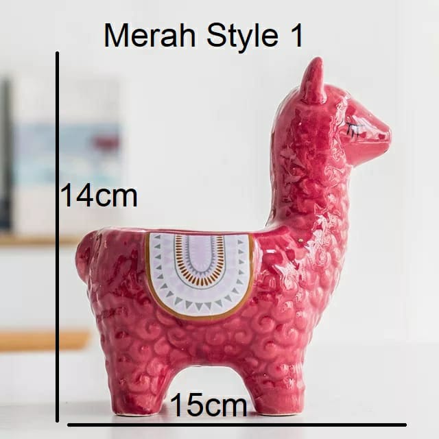 Pot Keramik Hewan Alpaca / Pot Bunga Kecil Keramik Untuk Dekorasi pajangan