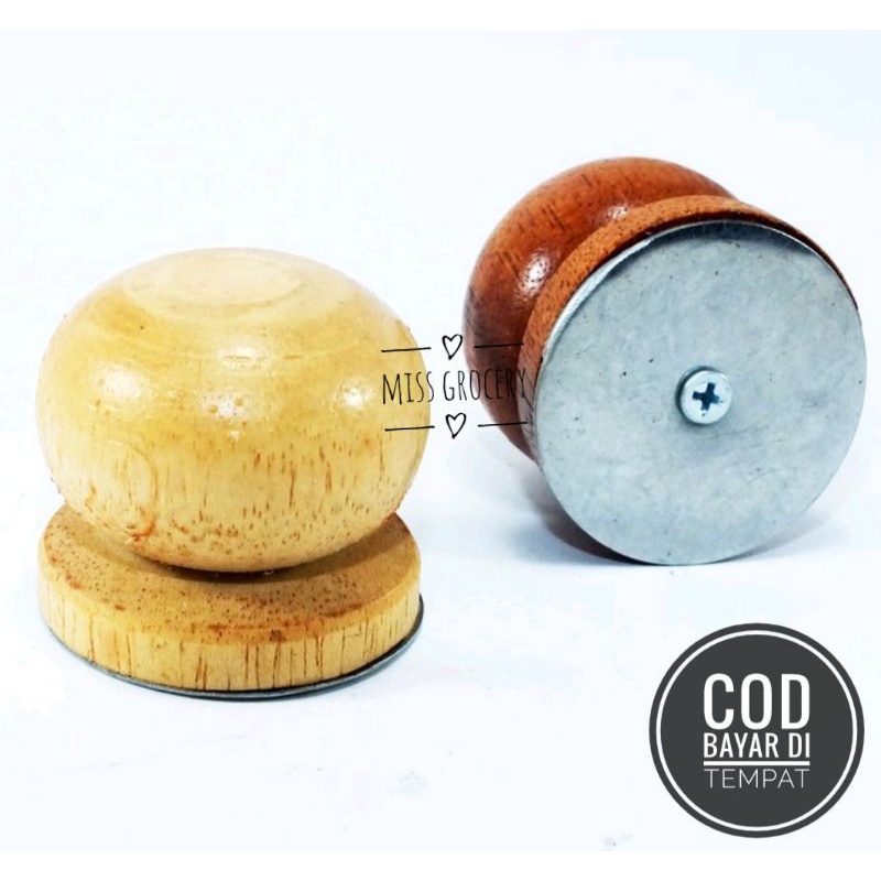 (Ecer) Pegangan Knop Pentol Tutup Panci Kayu Anti Leleh Panas / knob tutup panci