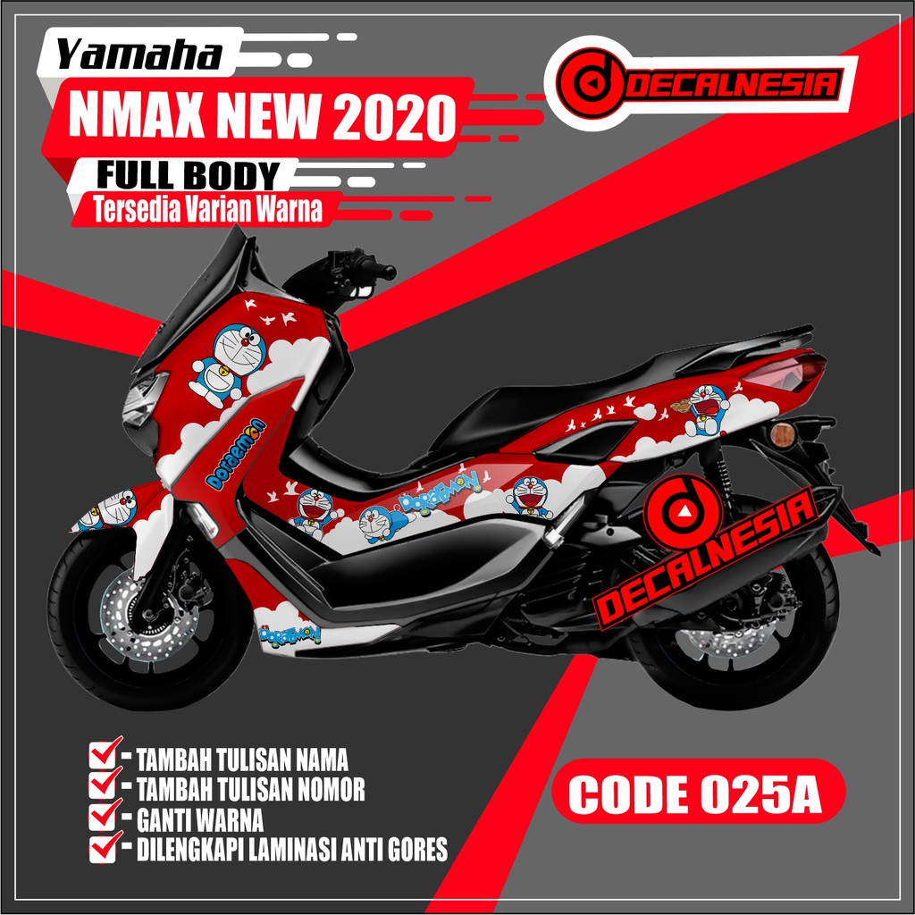 Decal Stiker Full Body Motor Yamaha Nmax New 2020 facelift Modifikasi Variasi Motif Doraemon