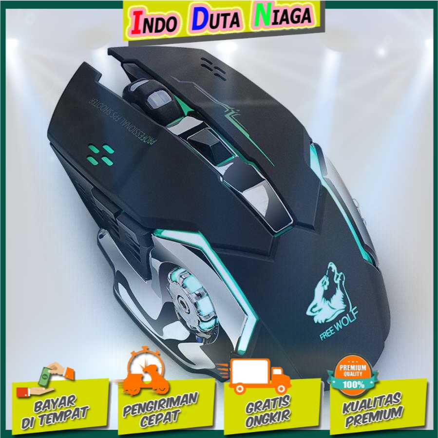 IDN TECH - Free Wolf Wireless Gaming Mouse LED Light 1800 DPI - X8