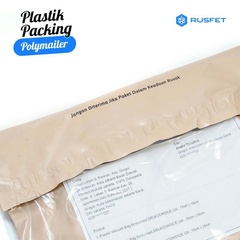 AMPLOP PLASTIK POLYMAILER NUDE PINK | ADA KANTONG ALAMAT 25*33cm