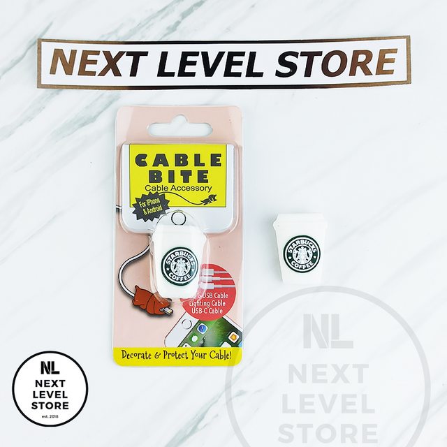 Starbucks Brown White Cable Bite Beverages Minuman Pelindung Kabel