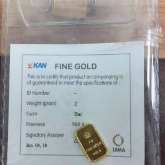 Logam Mulia Goldbar Emas Murni Antam Bersertifikat Pecahan 2 Gram LM Antam
