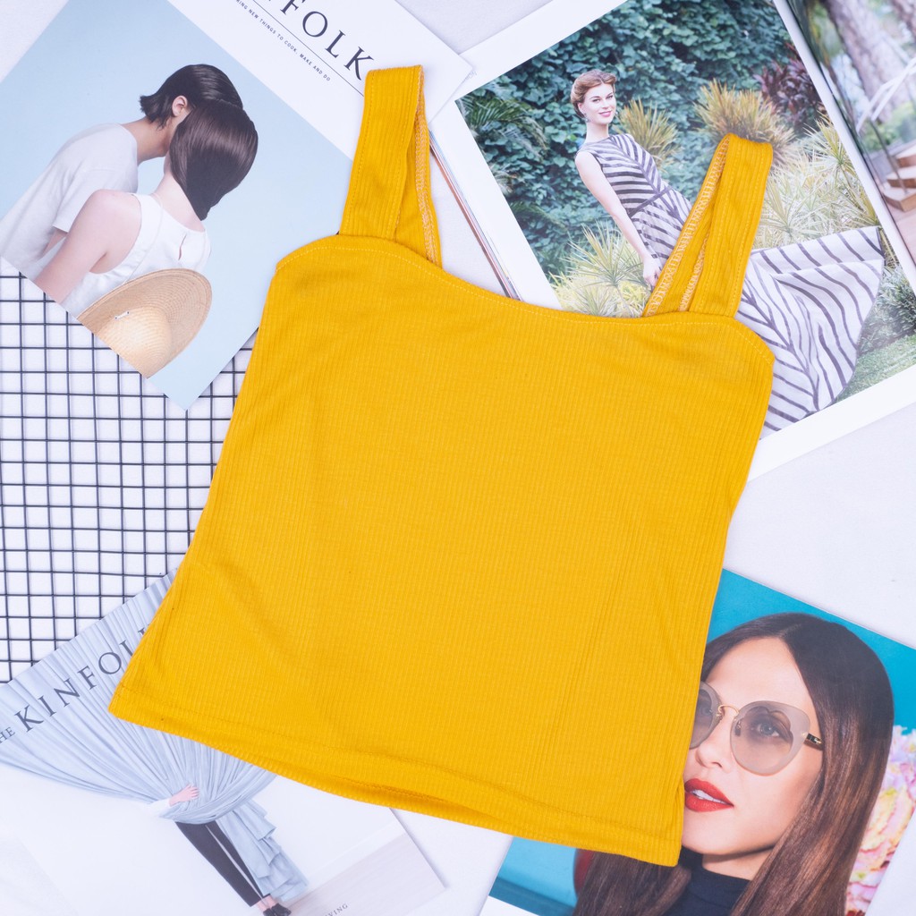 Korean Knit Tank Top | TANK TOP TALI RIB |SALE MURAH 1 KG MUAT 12PC-MUSTARD