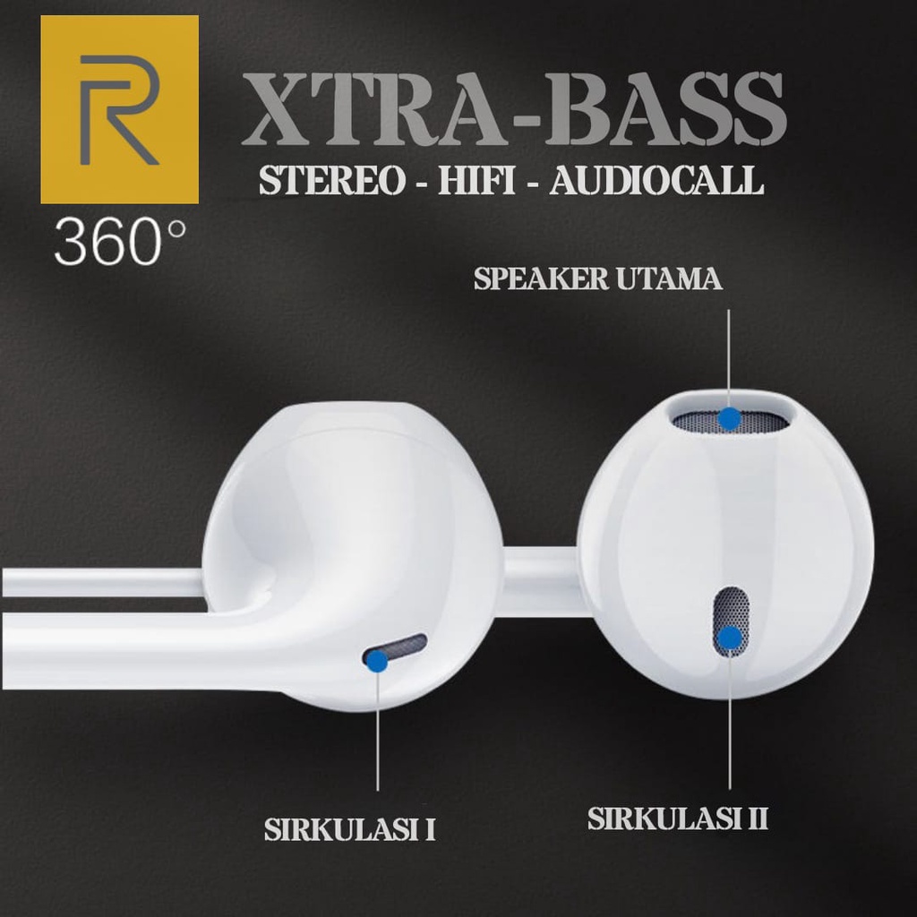 Headset Realme  Original xtra bass headset cabutan original memiliki fitur Bass 9D Xtra Bass