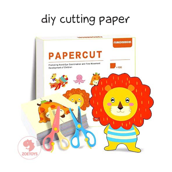 Zoetoys Diy Cutting Paper | Mainan Gunting Aktivitas Latihan Lembar Kerja Menggunting Papercut Art n Craft Cut Activity Set | Animal Origami Paper Craft Funny | Mainan Edukasi Anak