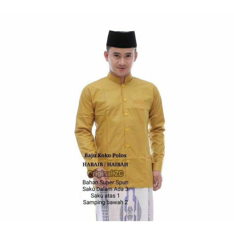 Koko kurta dewasa lengan panjang terbaru bahan katun spun super  premium adem serap keringat m l xl xxl [ HABAIB SPUN ]
