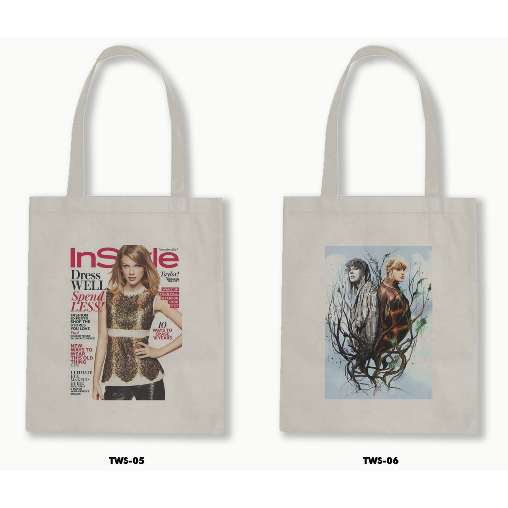 Tas Tote Bag Resleting Kanvas/Blacu  Taylor Swift 03
