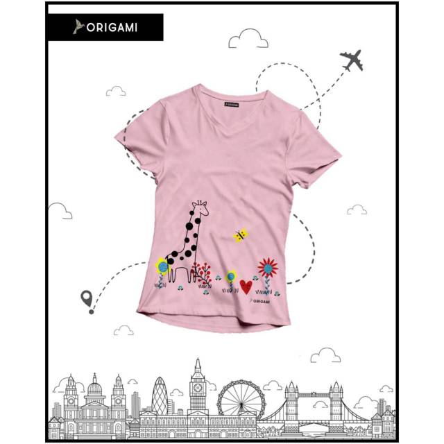 

[Origami] [Billionaire] Giraffe Pink T-Shirt