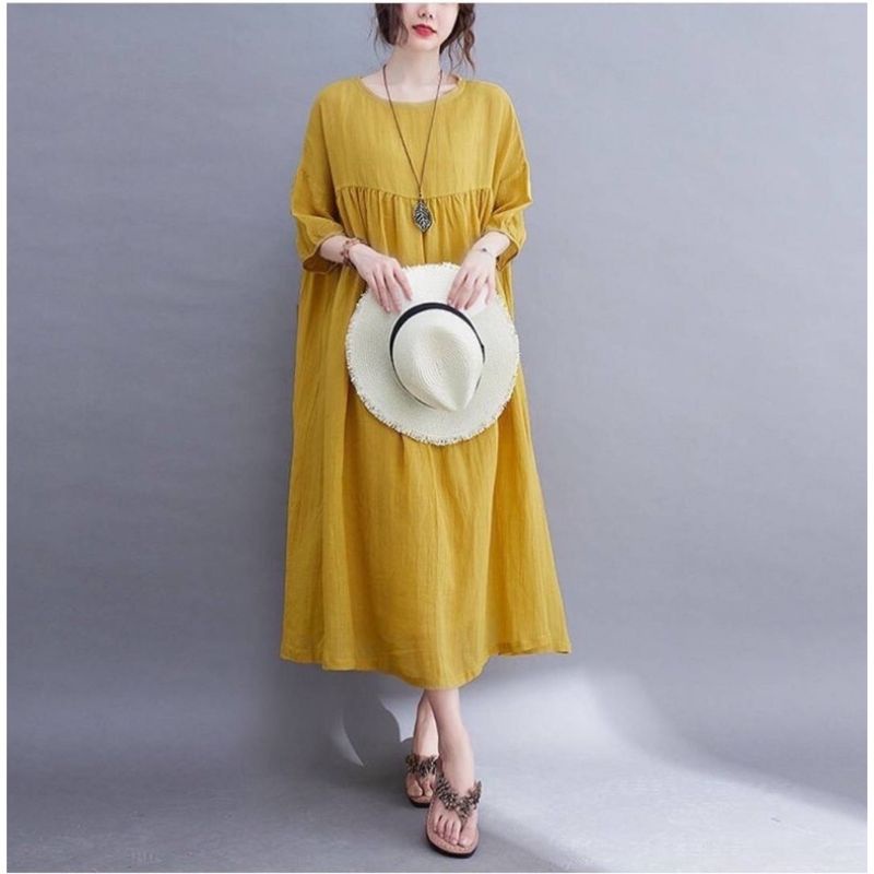 Midi dress cringkle import LD 120 Premium Quality