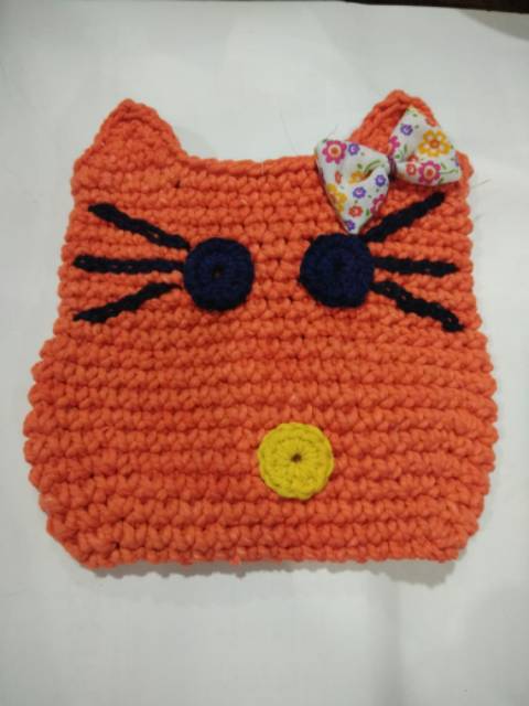 (BISA COD) TAS RAJUT SELEMPANG BENTUK HELLO KITTY UKURAN 18x15 cm - SLING BAG ANAK DAN WANITA