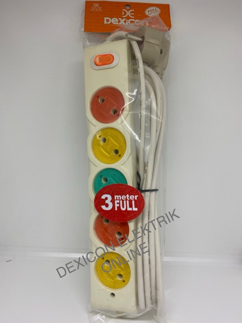 Stop kontak gepeng warna/5 lubang 3 meter/stop kontak murah/jual terminal listrik/colokan listrik