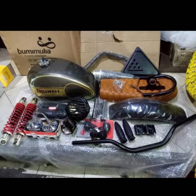 paket body japstyle custome lengkap dengan shockbeker belakang-Stang Deus-Spakbor japstyle-U japs