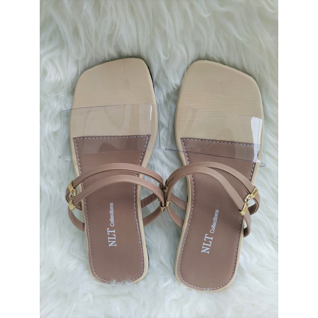 NunuLisaTan CUPID - Terbaru Sendal Sandal Teplek Mika Korea hitam pink mocca putih