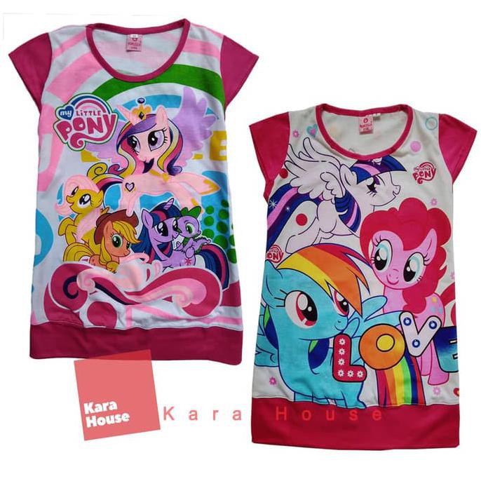 Baju Kaos Atasan T-Shirt Daster Dress Anak Little Pony DLPM122517 - Size 8, PINK DUA