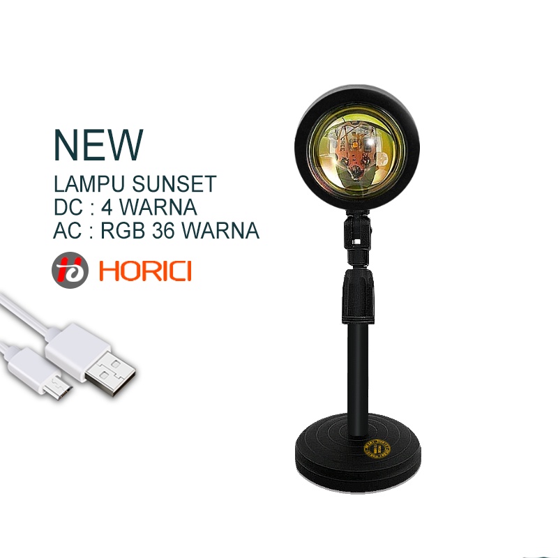 Horici Lampu Sunset DC 4Warna Dan AC RGB 16Warna Rainbow Sunset Lampu LED RGB Sunlight Lampu Proyeksi Lampu Malam Lampu Meja